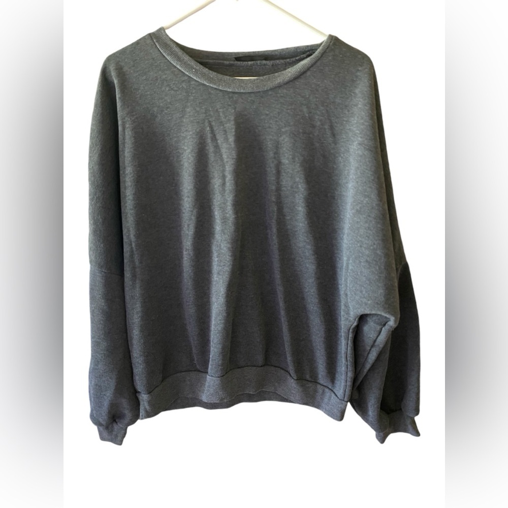 SHEIN EUC WOMENS PULLOVER SWEATSHIRT GRAY/WHITE SZ XL